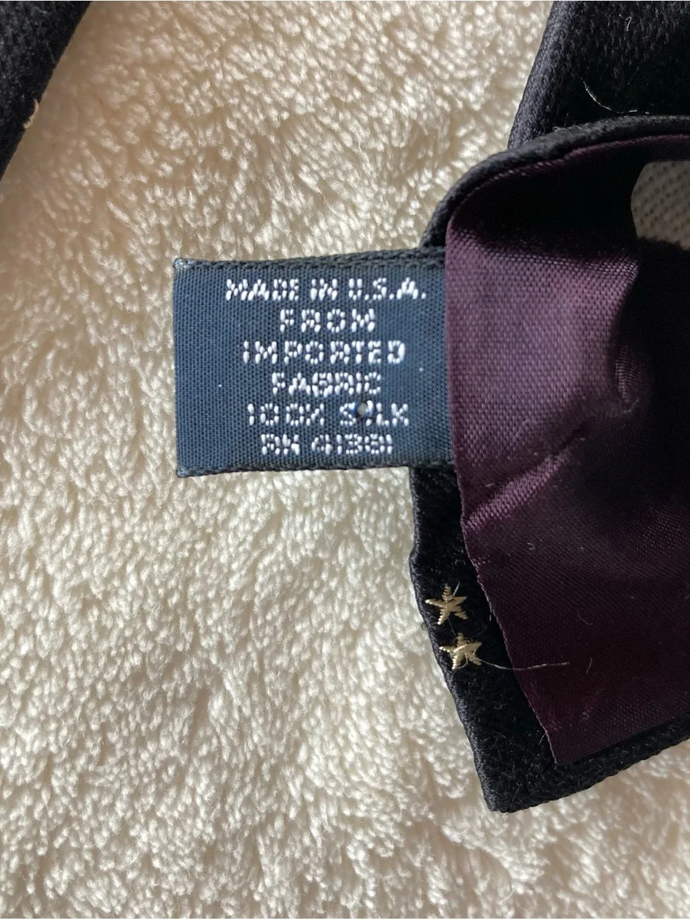 Vintage Polo Ralph Lauren Mens 100% Silk tie. Black/gold stars. Made by hand USA